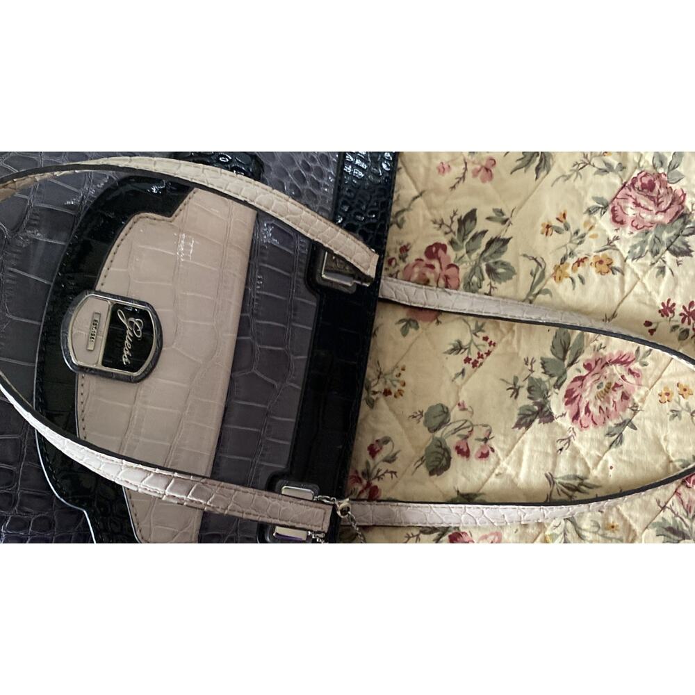 Guess Y2k VTG Womens Shoulder Bag Croc Effect Faux Leather Zip Closure Pockets - Picture 10 of 16